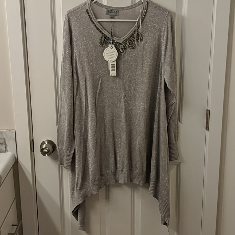 NWT Shimmery tunic with jeweled neckline